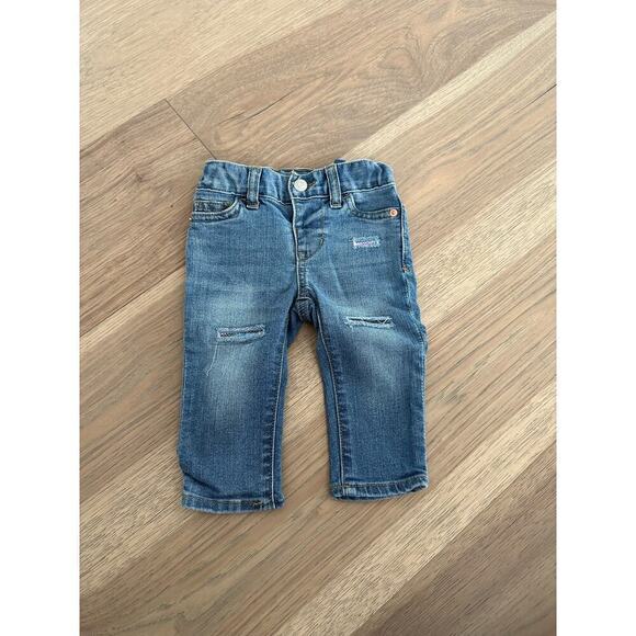 Cat and Jack Girls Light Wash Super Stretch Skinny Sequin Distressed Jeans 12M - Picture 2 of 11